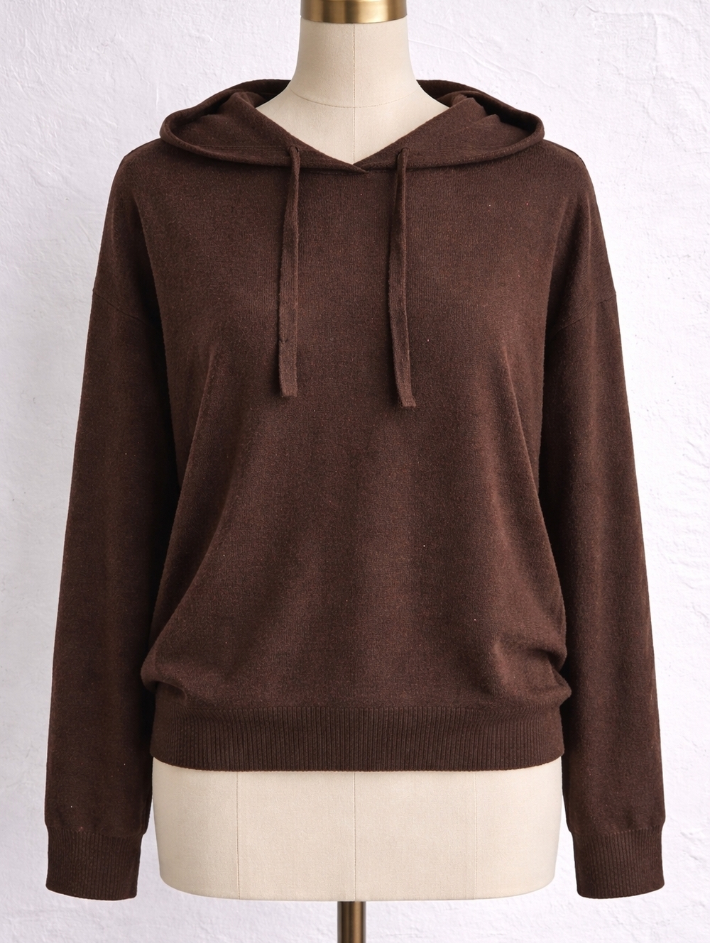 NEW Unisex Cashmere Blend Brown Hoodie L Soft Knit No Tags